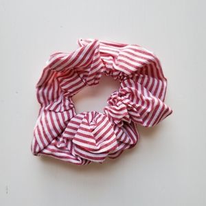 Red and white stripped scrunchie
